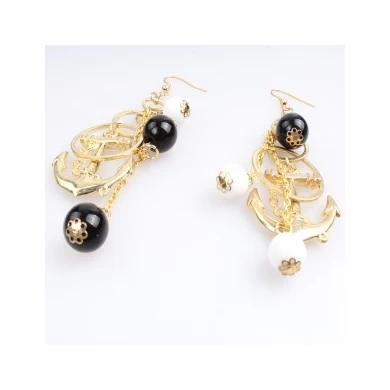 Seed bead anchor hanging gold jhumka earrings designs E30083