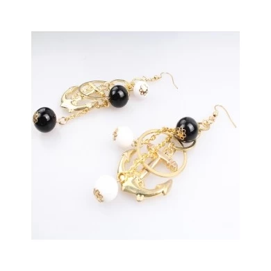 Seed bead anchor hanging gold jhumka earrings designs E30083