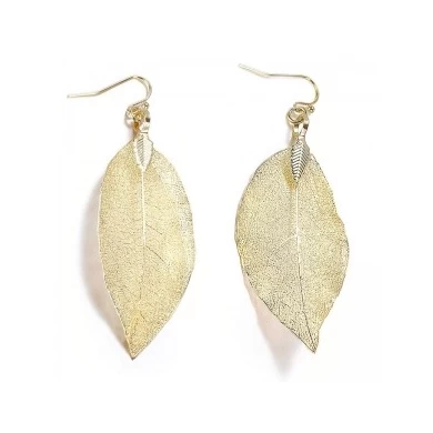 Silver Color  Natural Leaf Dangle Statement Necklaces Earrings for Women Jewelry