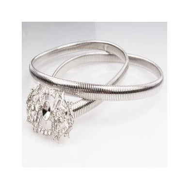 Silver metal goodyear afghan flower brand rhinestone belt BT60045