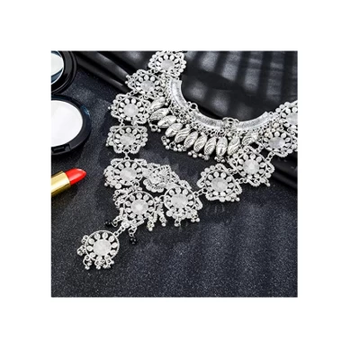 Statement Necklace - Fashion Long Silver Bohemian Indian Jewelry for Wemen Christmas Jewelry Gift