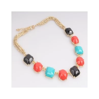 Three Color Resin Pieces Fashion Necklace Wholesale