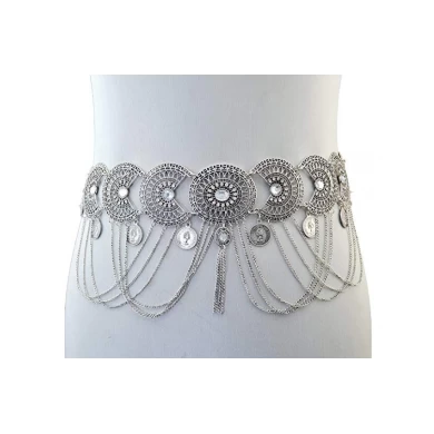 Vintage Waist Chian Hollow Carving Rhinestone Crystal Body Chain Summer Beach Body Waist Chain Jewelry Supplier China