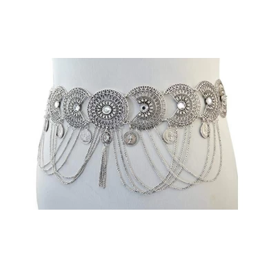 Vintage Waist Chian Hollow Carving Rhinestone Crystal Body Chain Summer Beach Body Waist Chain Jewelry Supplier China
