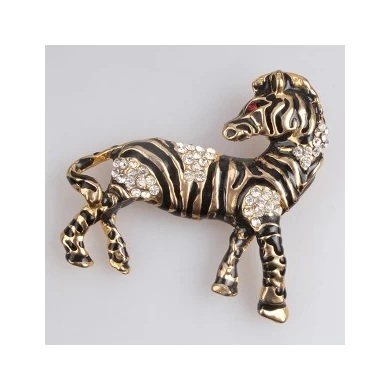 Wholesale bulk men gold animal horse rhinestone brooch P80015