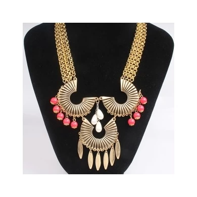 beaded cheap chains horn chocker necklace gold jewelry N90071
