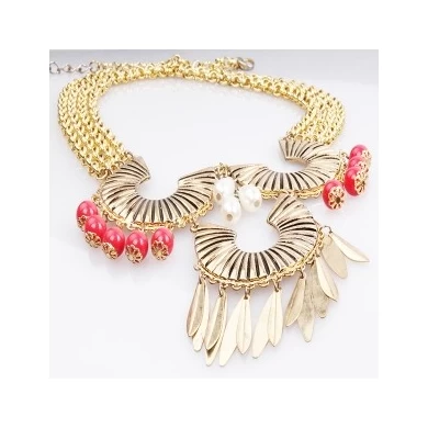 beaded cheap chains horn chocker necklace gold jewelry N90071