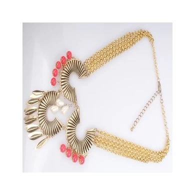 beaded cheap chains horn chocker necklace gold jewelry N90071