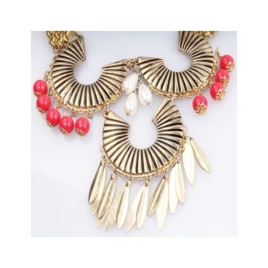 beaded cheap chains horn chocker necklace gold jewelry N90071