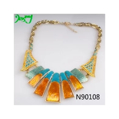 colorful indian jewelry crystal gold statement necklace N90108