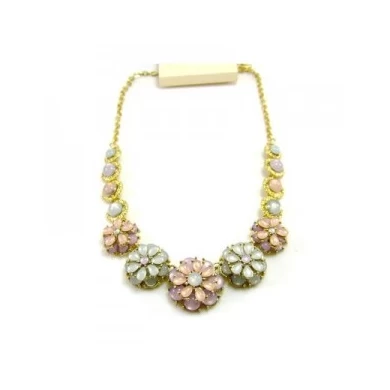 gold chain colorful hawaiian flower moonstone collar necklace