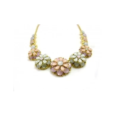 gold chain colorful hawaiian flower moonstone collar necklace