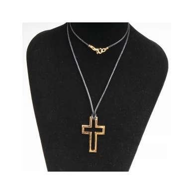 leather rope horseshoe nail cross pendant necklace N90294
