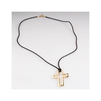 leather rope horseshoe nail cross pendant necklace N90294