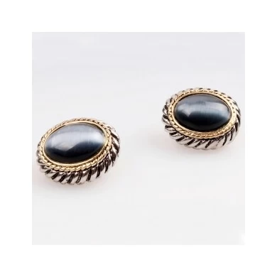 silver jhumka colorful moonstone clip on earrings E30027