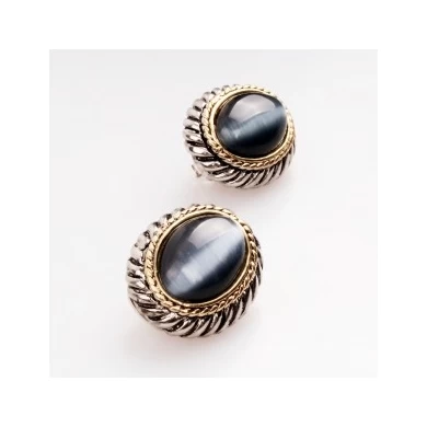 silver jhumka colorful moonstone clip on earrings E30027