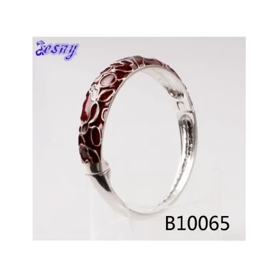 vintage 925 sterling silver red enamel bangle bracelet B10065