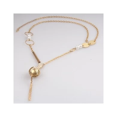 vintage boutique ball chain pearl pendant necklace N90074