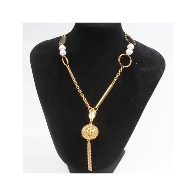 vintage boutique ball chain pearl pendant necklace N90074