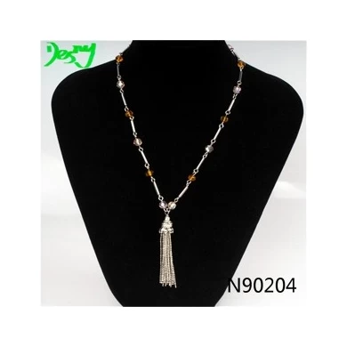 vintage boutique beaded tassel chains pendant necklace N90204