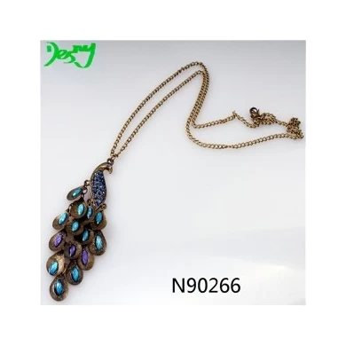 wholesale vintage peacock costume pendant necklace N90266