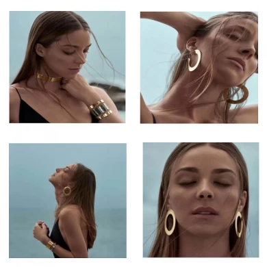 2017 Lastest design New Arrival Fashion Copper Choker Necklaces Earring Bracelet  Fine Jewelry Set For Woman