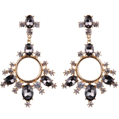 2018 European  Exaggerated Crystal Circle Women Drop Earring Elegant Earring Jewelry as Gift for ladies