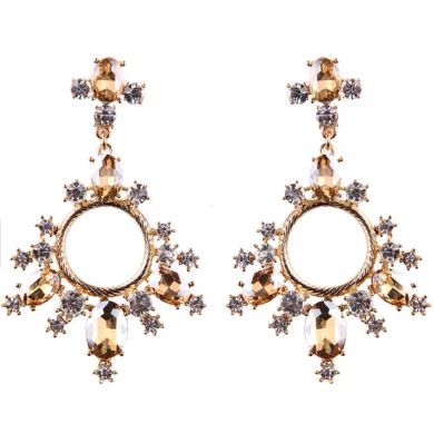 2018 European  Exaggerated Crystal Circle Women Drop Earring Elegant Earring Jewelry as Gift for ladies