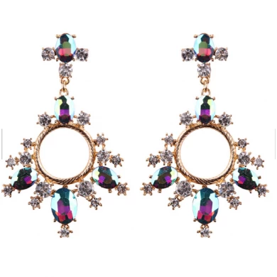 2018 European  Exaggerated Crystal Circle Women Drop Earring Elegant Earring Jewelry as Gift for ladies