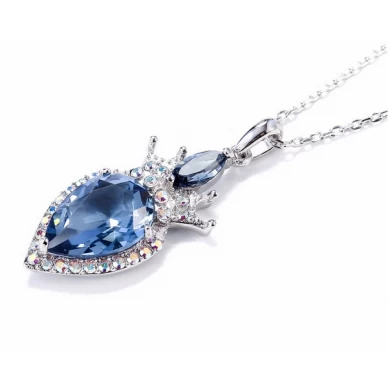 2018 Latest Women Jewelry 925 Sterling Silver Necklace Pendant with Bule Gemstone