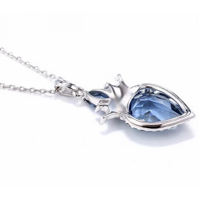 2018 Latest Women Jewelry 925 Sterling Silver Necklace Pendant with Bule Gemstone