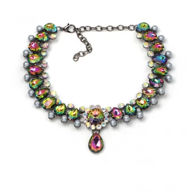 2018 New European and American style multi-colored wedding party gift drop necklace for women