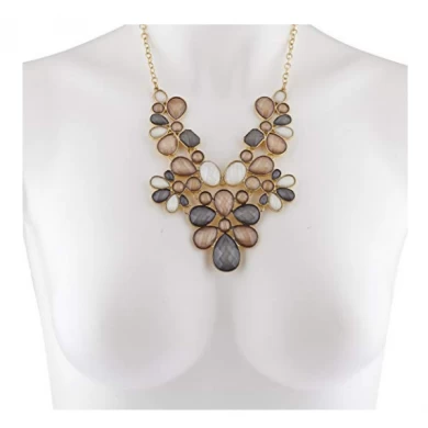 2018 Top Sales Fashion Accessories Womens Flower Bib Chunky Sweater Statement Necklace