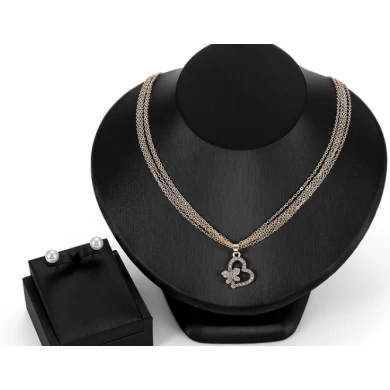 2018 fashion jewelry,gold plated earring and long chains necklace pearls necklace sets jewelry supplier
