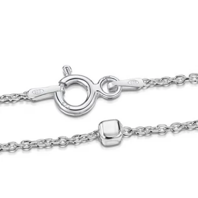 925 Sterling Silver 1.4 Singapore Chain Bracelet Size with 4 mm Ball Beads China Factory