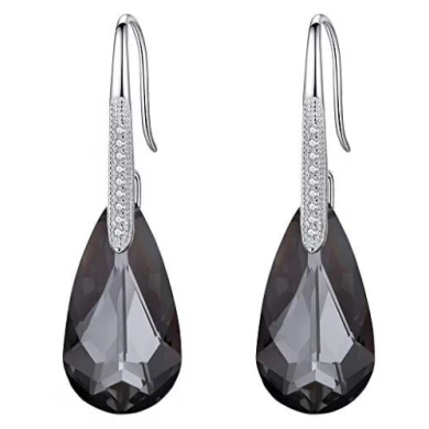 925 Sterling Silver Crystals Teardrop Hook Dangle Earrings Wholesale in China