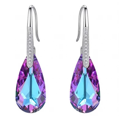 925 Sterling Silver Crystals Teardrop Hook Dangle Earrings Wholesale in China