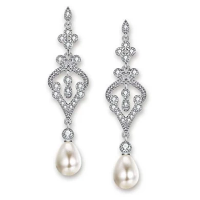 925 Sterling Silver Freshwater Cultured Pearl Teardrop Dangle Earrings for Christmas Promotion