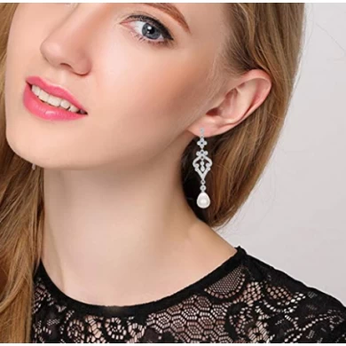 925 Sterling Silver Freshwater Cultured Pearl Teardrop Dangle Earrings for Christmas Promotion