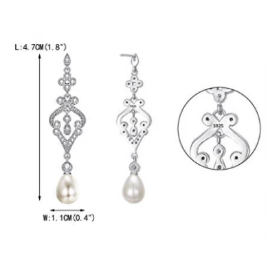 925 Sterling Silver Freshwater Cultured Pearl Teardrop Dangle Earrings for Christmas Promotion