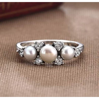 925 Sterling Silver Gorgeous Love Freshwater Pearl Ring for Women Wedding Jewelry Manufacturer