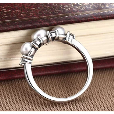 925 Sterling Silver Gorgeous Love Freshwater Pearl Ring for Women Wedding Jewelry Manufacturer