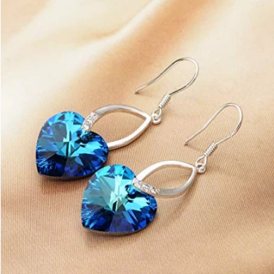 925 Sterling Silver Love Heart French Hook Dangle Earrings Birthday Anniversary Gifts for Women Mom Wife