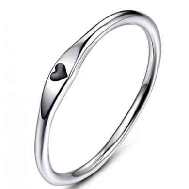 925 Sterling Silver Simple Carve Heart Wedding Promise Ring Factory China