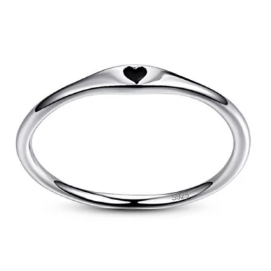 925 Sterling Silver Simple Carve Heart Wedding Promise Ring Factory China