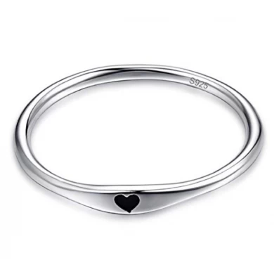 925 Sterling Silver Simple Carve Heart Wedding Promise Ring Factory China