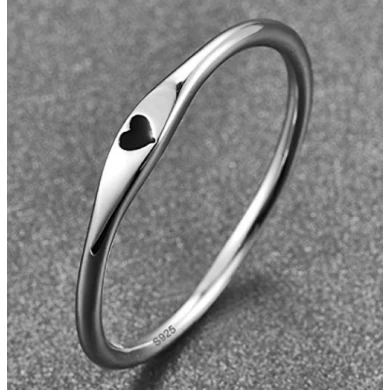 925 Sterling Silver Simple Carve Heart Wedding Promise Ring Factory China