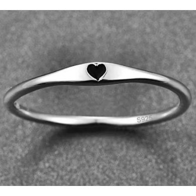 925 Sterling Silver Simple Carve Heart Wedding Promise Ring Factory China