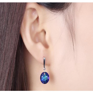 925 sliver earrings with blue crystals Manufacturer in China