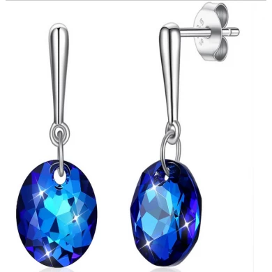 925 sliver earrings with blue crystals Manufacturer in China